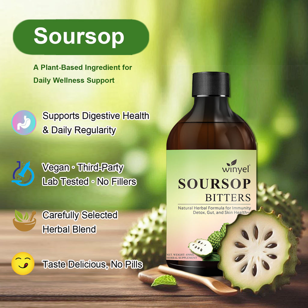 Soursop Liquid Contains Black Seeds, Moringa, And Turmeric, And Is Beneficial For Digestion And Gut Health, As Well As Providing Antioxidants, Skin Health, And Immune Support. It's A Pure 16-herb Form