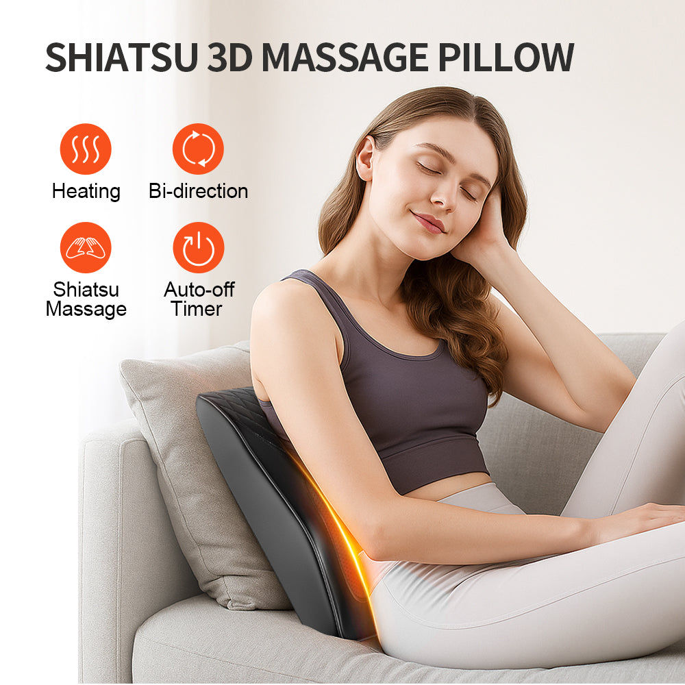 Shiatsu 3D Massage Pillow For Neck, Back & Shoulders Electric Massage Cushion With Heat Function, Ergonomic Design, Ideal For Home, Office & Car Use